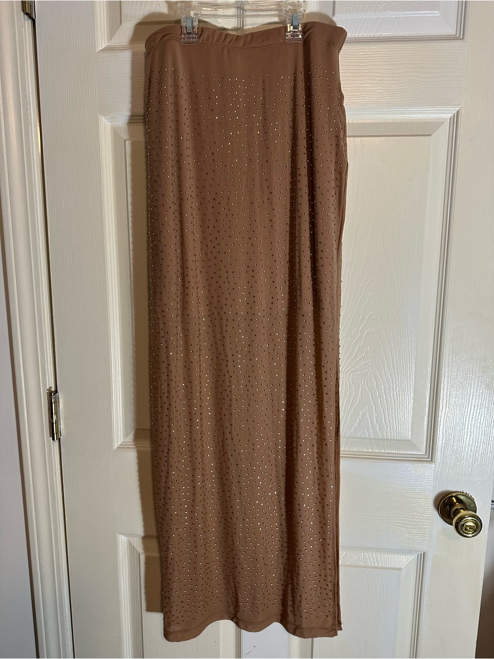 Haute Monde Taupe Embellished Maxi Skirt